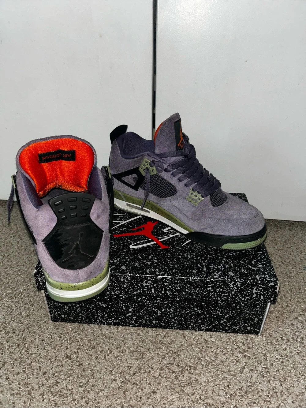 Jordan 4 (canyon purples) faded suede labeled as 13.5 size (really size 12)